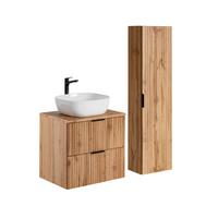 BADMÖBEL 60.6cm Adriel 2er-Set Holz - Braun, Holzwerkstoff (60.6/59/46cm) - Petits-meubles
