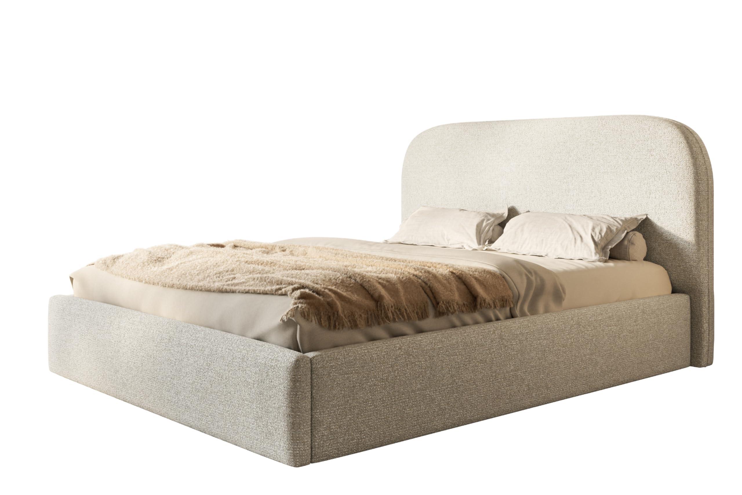 BETT 160x200 - Polsterbett mit Bettkasten und Holzrahmen - Modern Betten - Eleganter Puente-Stoff - Kollektion Verona - Beige - Beige, Holz/Textil (160/200cm) - Alpi-Möbel
