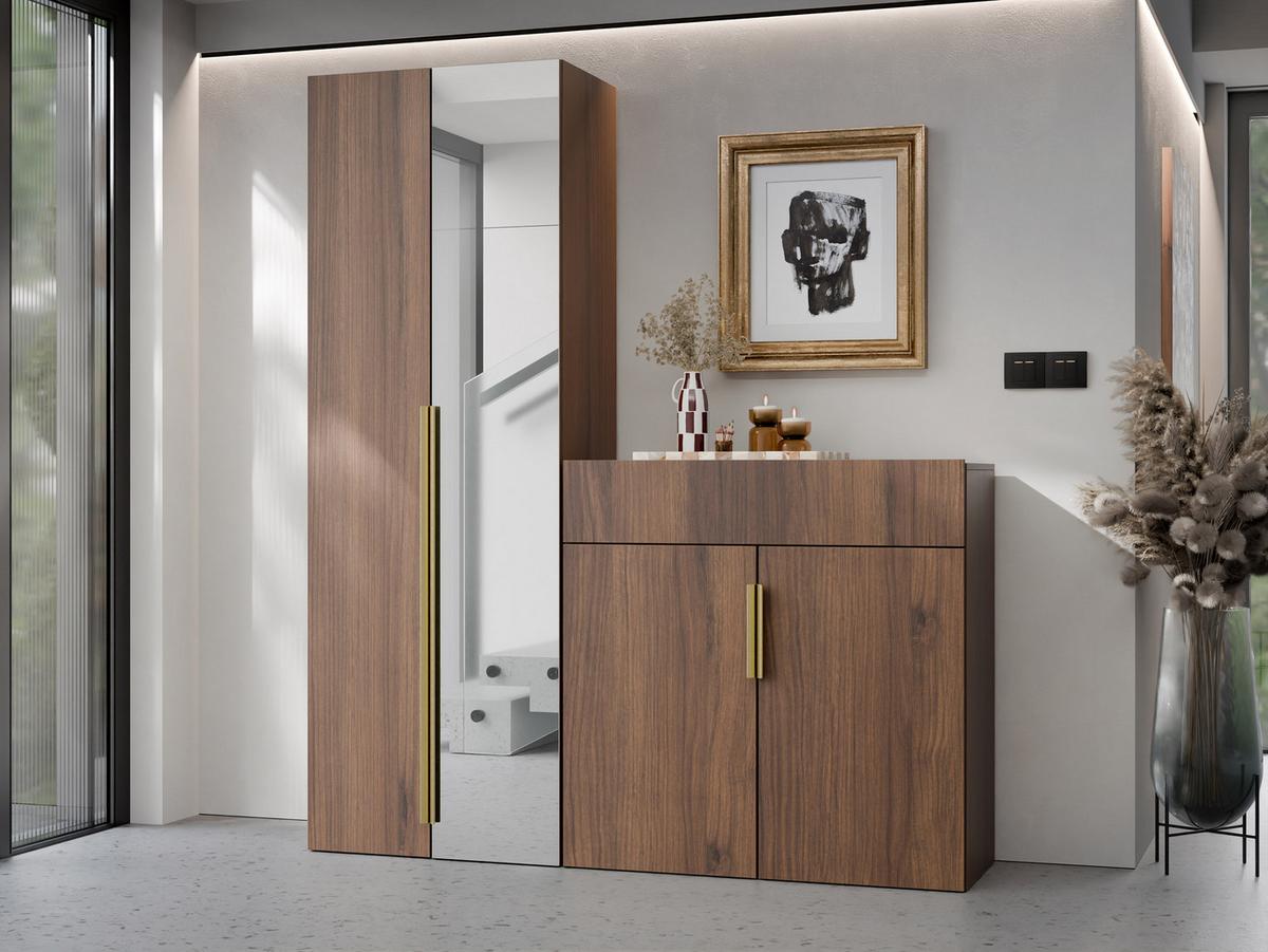 GARDEROBE-SET Kerkin II - Goldfarben/Nussbaumfarben, Holzwerkstoff/Kunststoff (70/200/42cm) - MIRJAN24