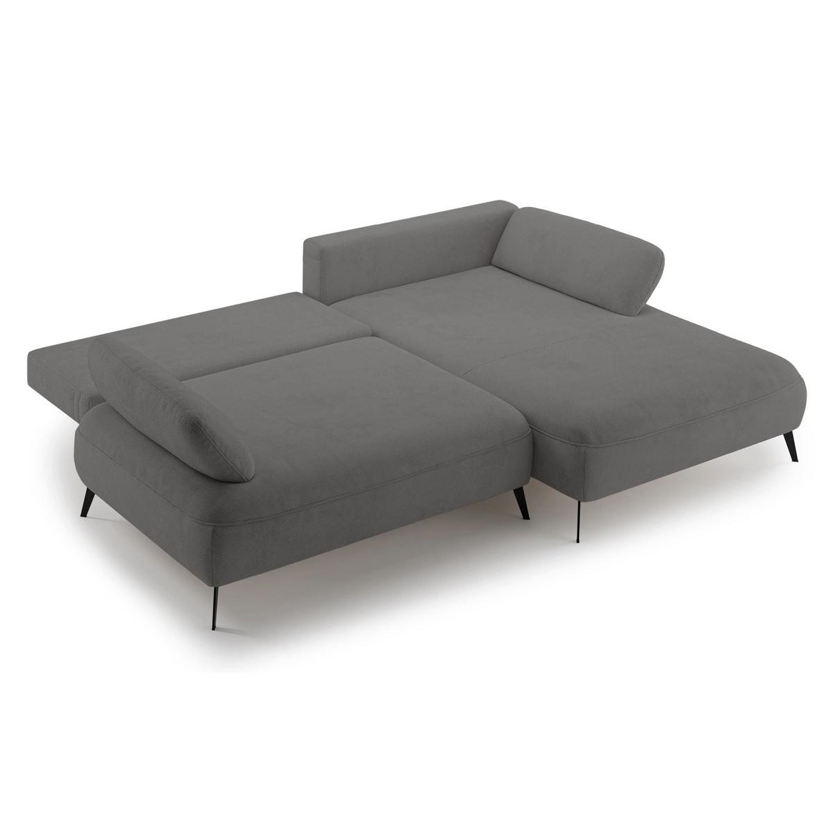 ECKSOFA Avolla Grau rechts - Schwarz/Grau, Textil/Metall (186/284cm) - Selsey
