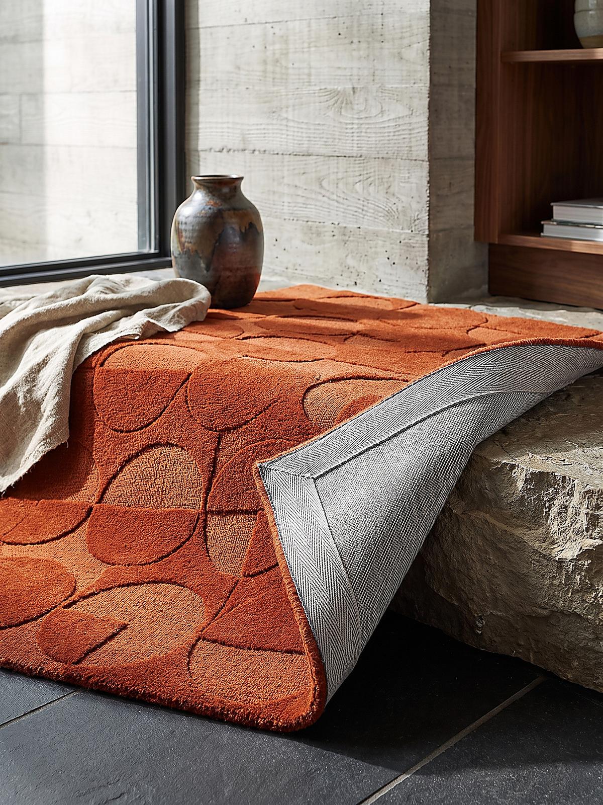 WOLLTEPPICH handgetuftet DEBEN, Kreis-Geometrie, Terrakotta, 160 x 230 cm - Orange, Textil (160/230cm) - KADIMA DESIGN