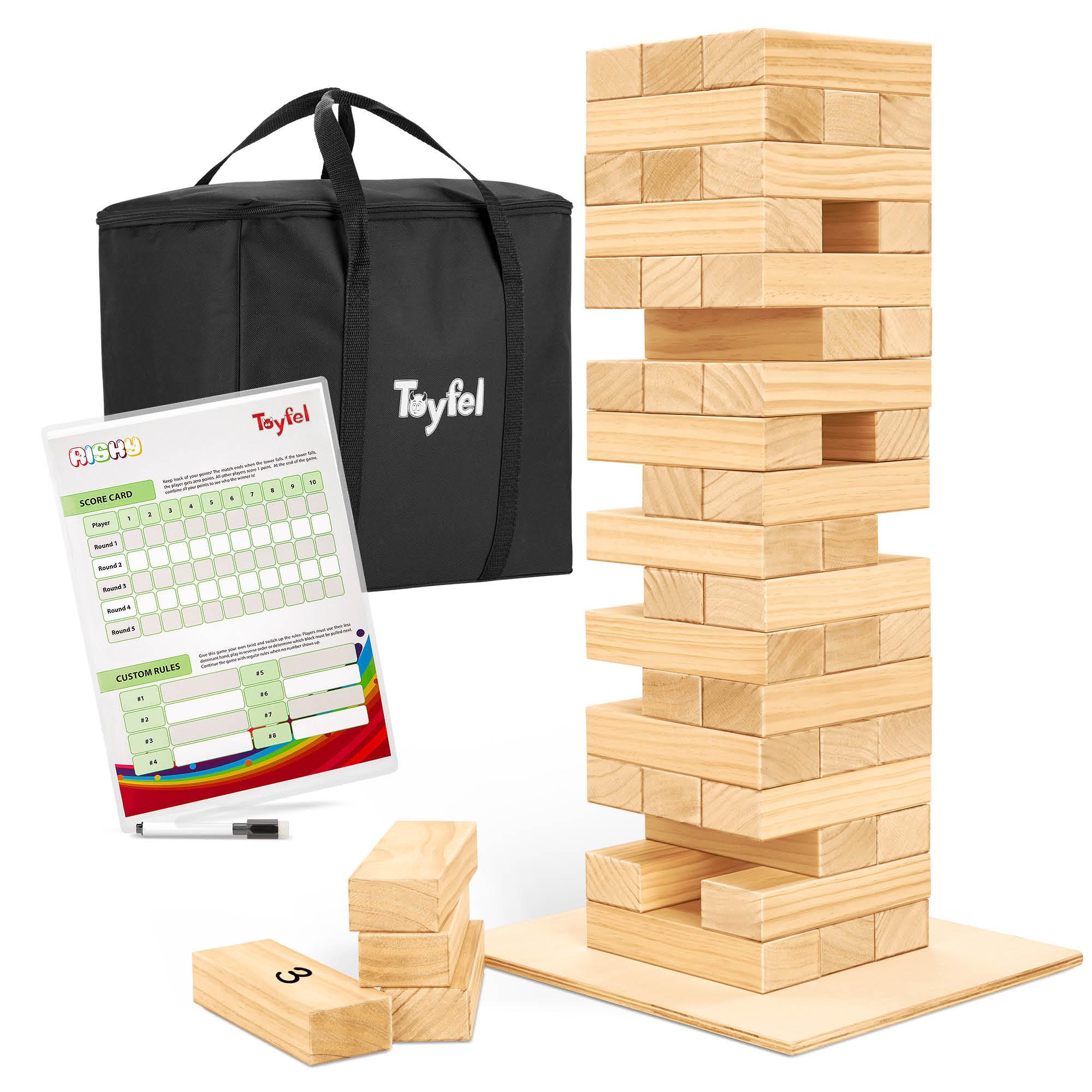 WACKELTURM Risky Holzspiel - Naturfarben, Holz (22/44cm) - Toyfel