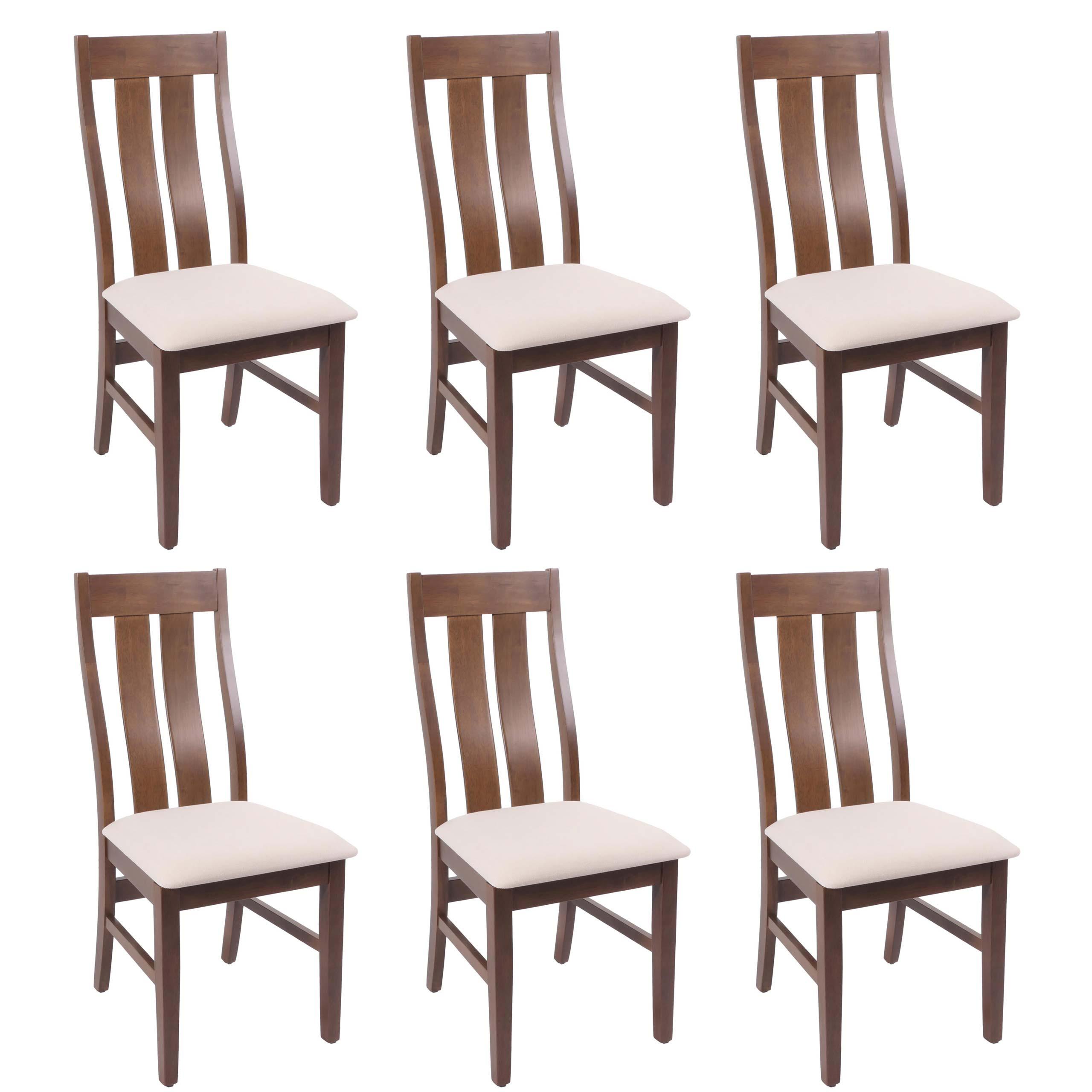 ESSZIMMERSTUHL Dunkelbraun, Creme 6er-Set - Dunkelbraun/Creme, Holz (46/100/45cm) - MCW