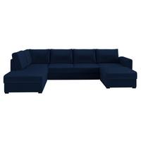 WOHNLANDSCHAFT Wilma Premium, Seite: Links - Schwarz/Dunkelblau, Holz/Textil (305/85/188cm) - MIRJAN24