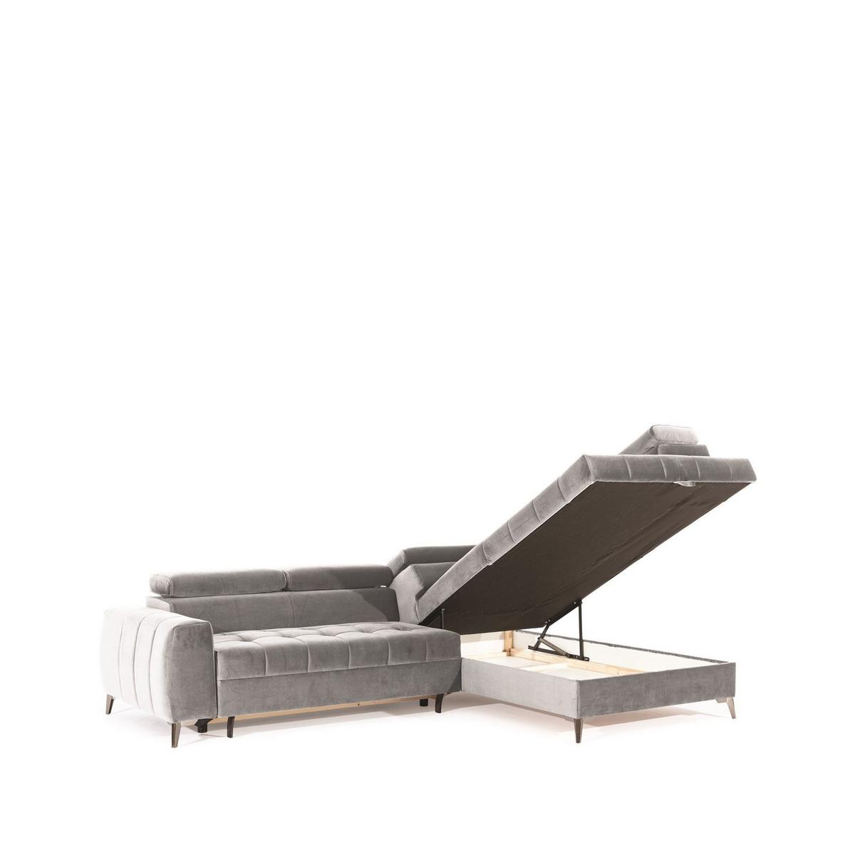ECKSOFA Schlafsofa Agnesa In Salvador - Hellgrau, Holzwerkstoff/Textil (275/200cm) - Fun Möbel