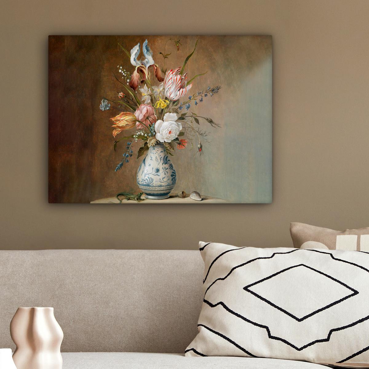 LEINWANDBILD Alte Meister - Blumen - Balthasar van der Ast Wandbild 40x30 cm - Hellbraun, Textil (40/30cm) - MuchoWow