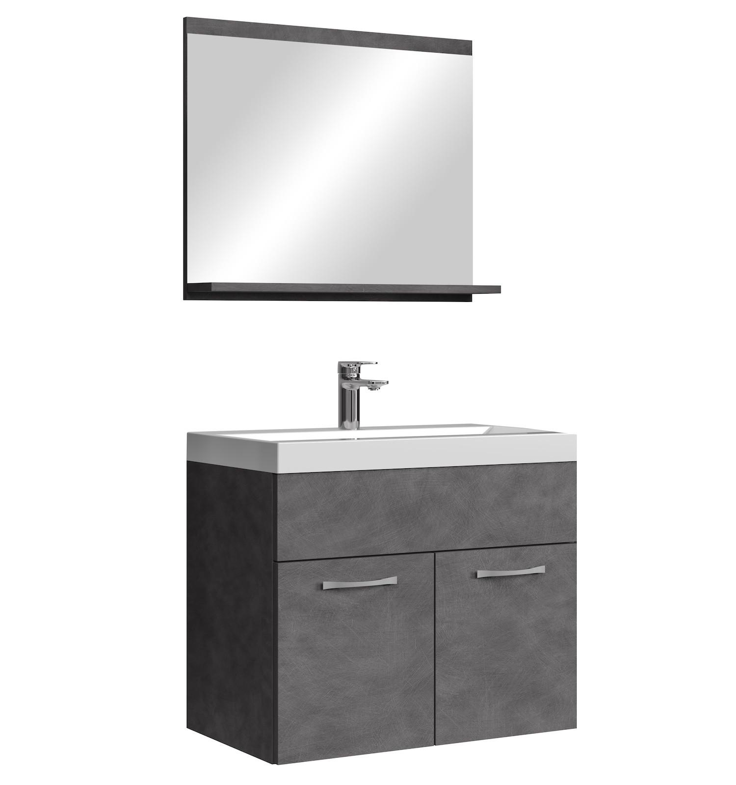 BADMÖBEL-SET Montreal 3 Teile Dunkel Grau - 60 x 35 x 51 cm - Grau, Holz (60/51/35cm) - Badplaats