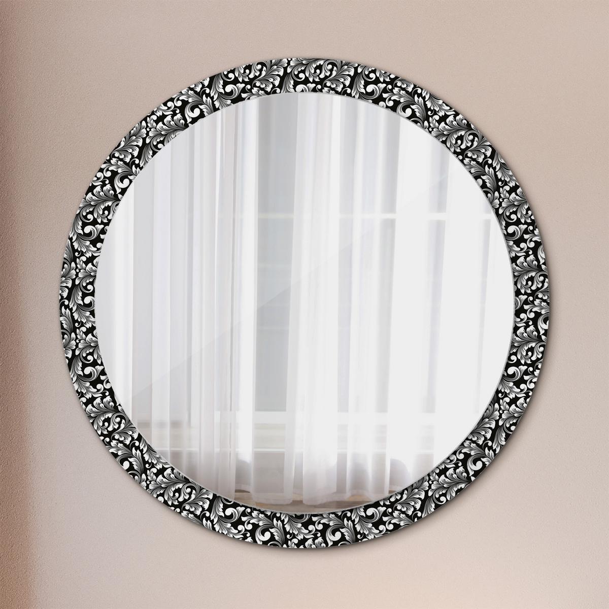 SPIEGEL Rund Ø 100 cm mit Aufdruck - Schwarz/Weiß, Glas (100/100/0.4cm) - Wallfluent