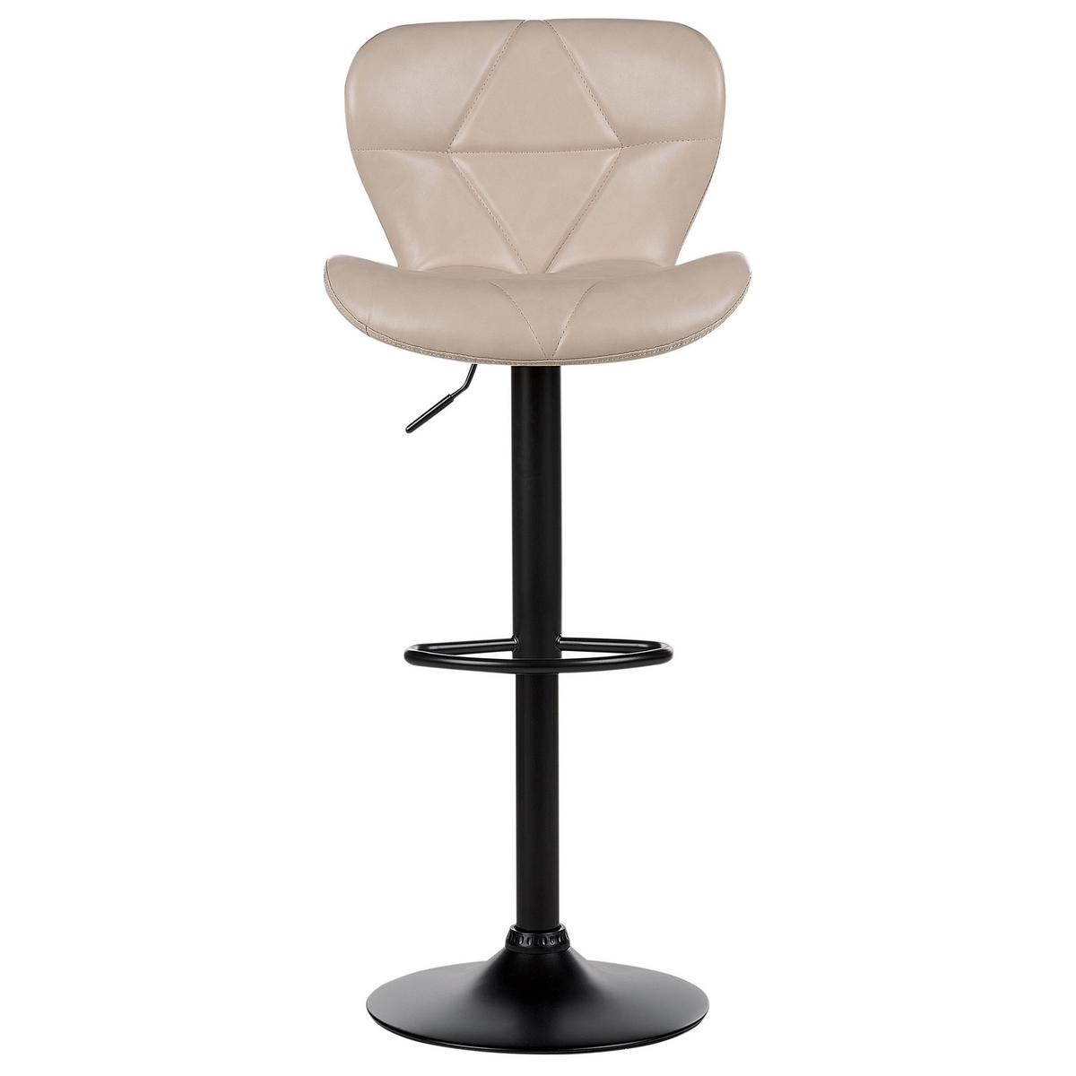 BARHOCKER 2er-Set Kunstleder hellbeige/schwarz höhenverstellbar Valetta - Beige/Schwarz, Kunststoff (46/89/51cm) - Beliani