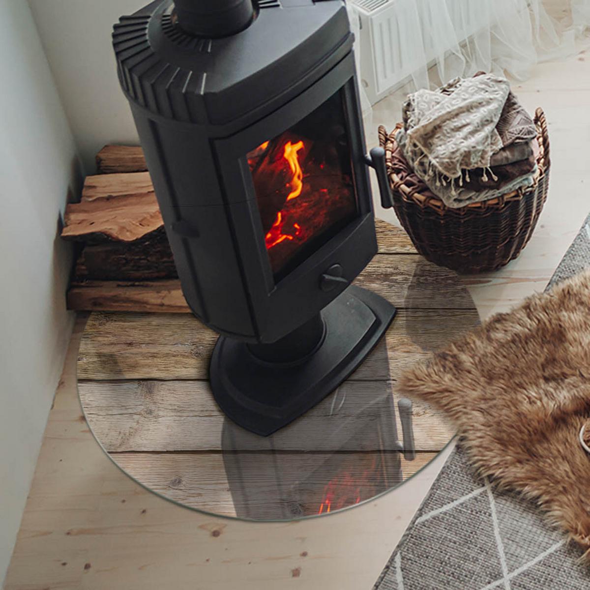GLASPLATTE für Kamin Ø 70 cm - Beige, Glas (70/70/0.4cm) - TULUP