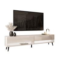 LOWBOARD TV-Schrank CALANTE 180 cm auf schrägen schwarzen Beinen - Beige/Schwarz, Holzwerkstoff/Metall (180/43/35cm) - Lookway