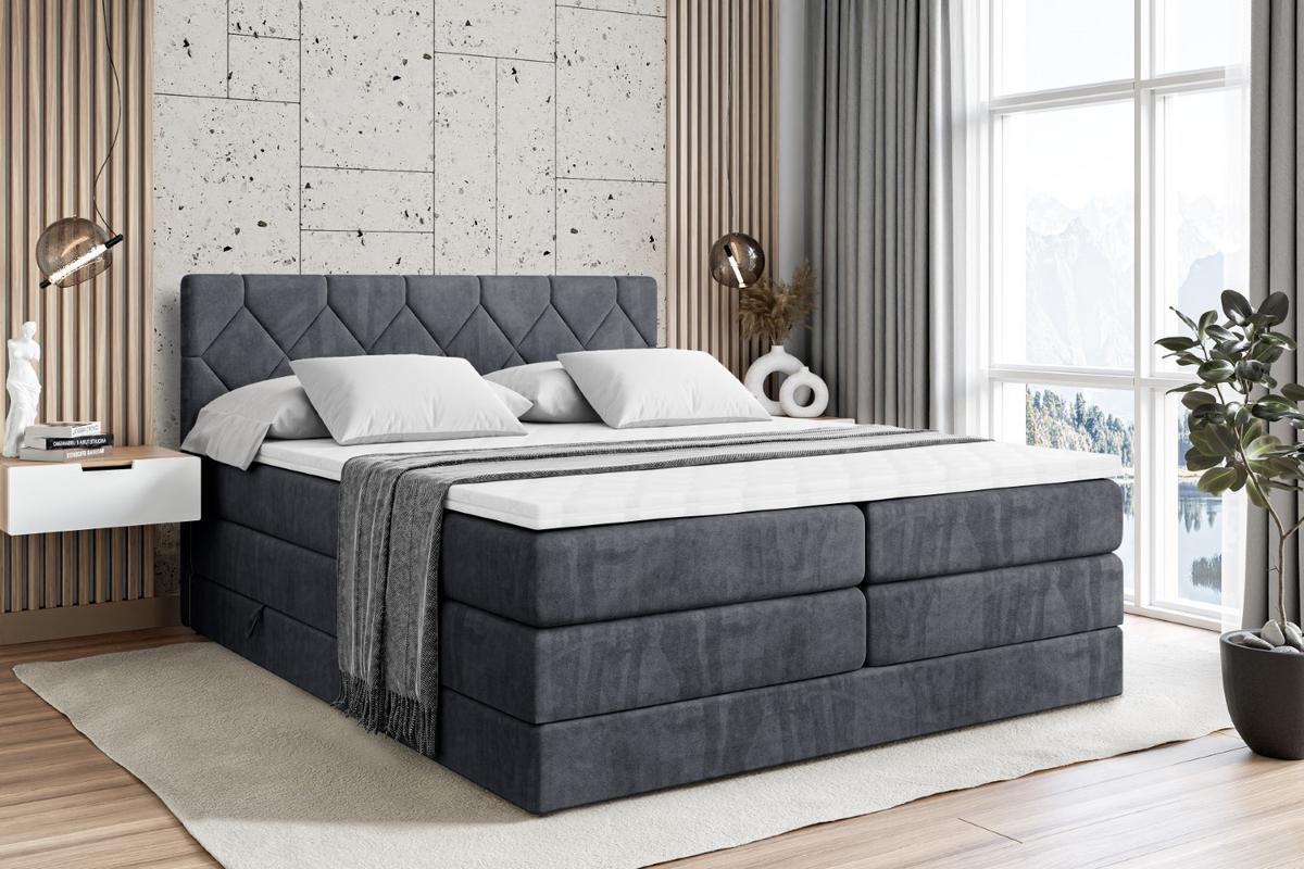 BOXSPRINGBETT CATOR KING - 200x200 - H3/H4 - Dunkelgrau - Dunkelgrau, Holzwerkstoff (200/200cm) - ALTDECOR