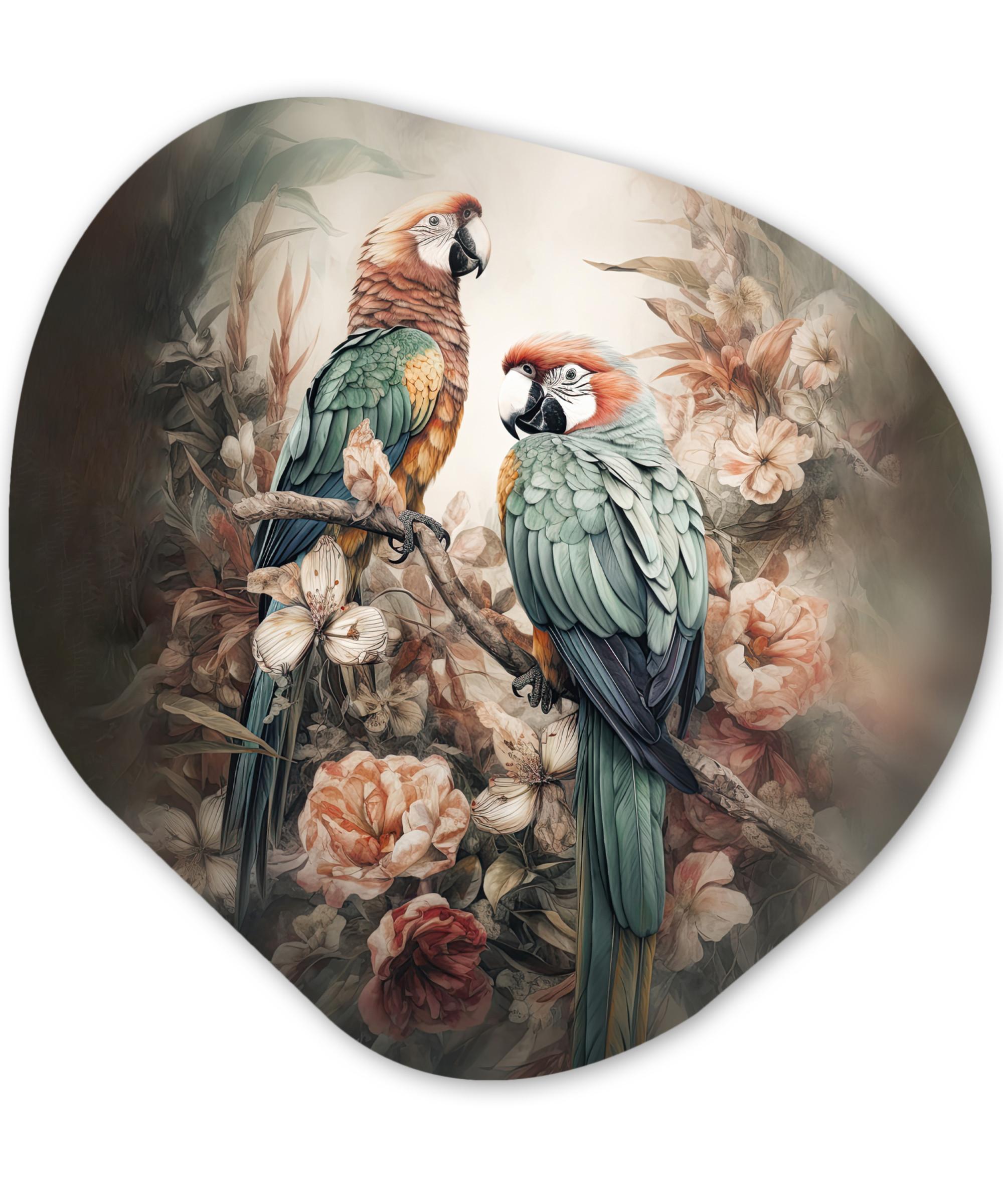 WANDBILD Papageien - Vögel - Natur - Blumen Wanddeko 40x40 cm - Baltimorefarben, Kunststoff (40/40cm) - MuchoWow
