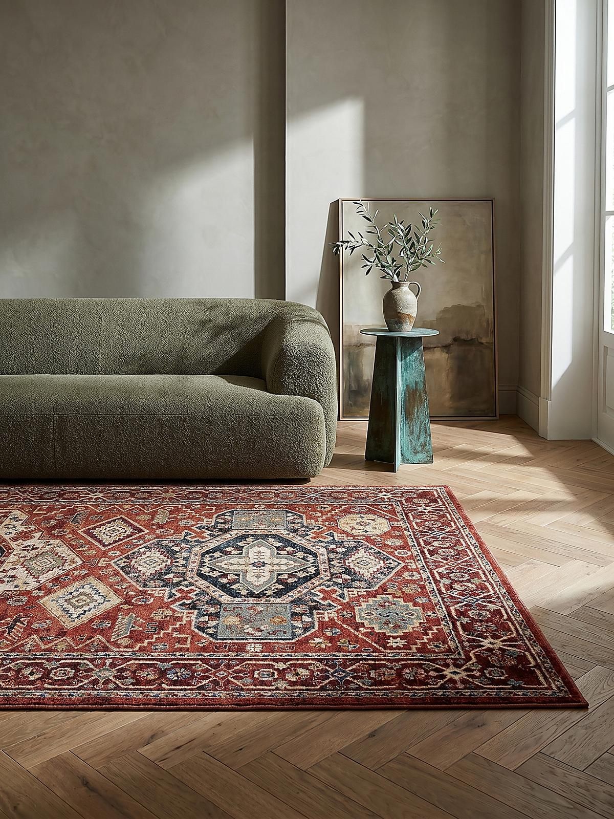 KURZFLORTEPPICH GLAZERT, geometrisch, Rot, 120 x 170 cm - Rot, Textil (170/120cm) - KADIMA DESIGN