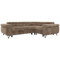 ECKSOFA FALCO L - Braun Cord - Rechts Seite - Schwarz/Braun, Textil/Metall (268/197cm) - MKS
