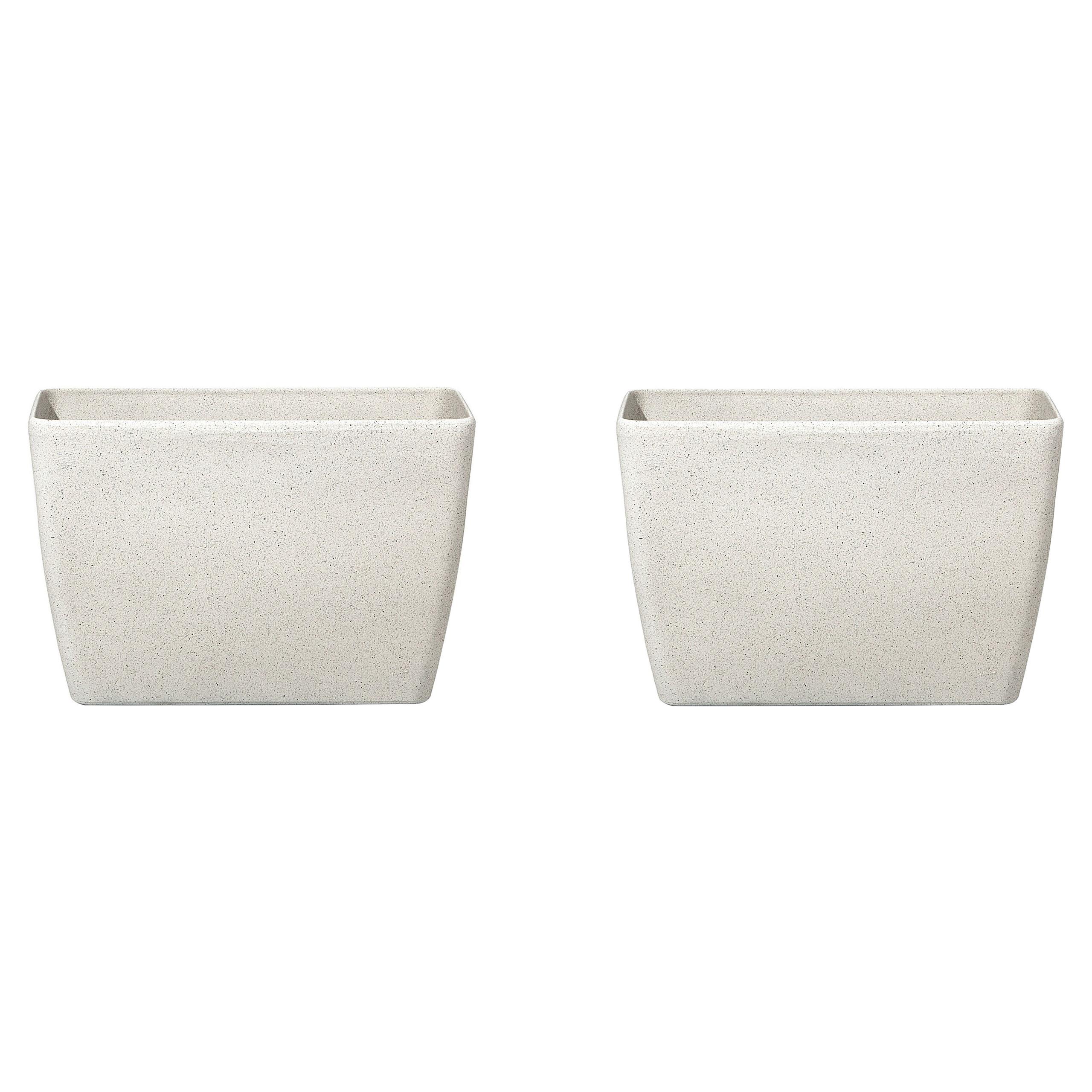 BLUMENTOPF 2er-Set hellbeige rechteckig 60/27/41 cm Baris - Beige, Stein (41cm) - Beliani