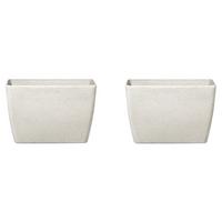 BLUMENTOPF 2er-Set hellbeige rechteckig 60/27/41 cm Baris - Beige, Stein (41cm) - Beliani