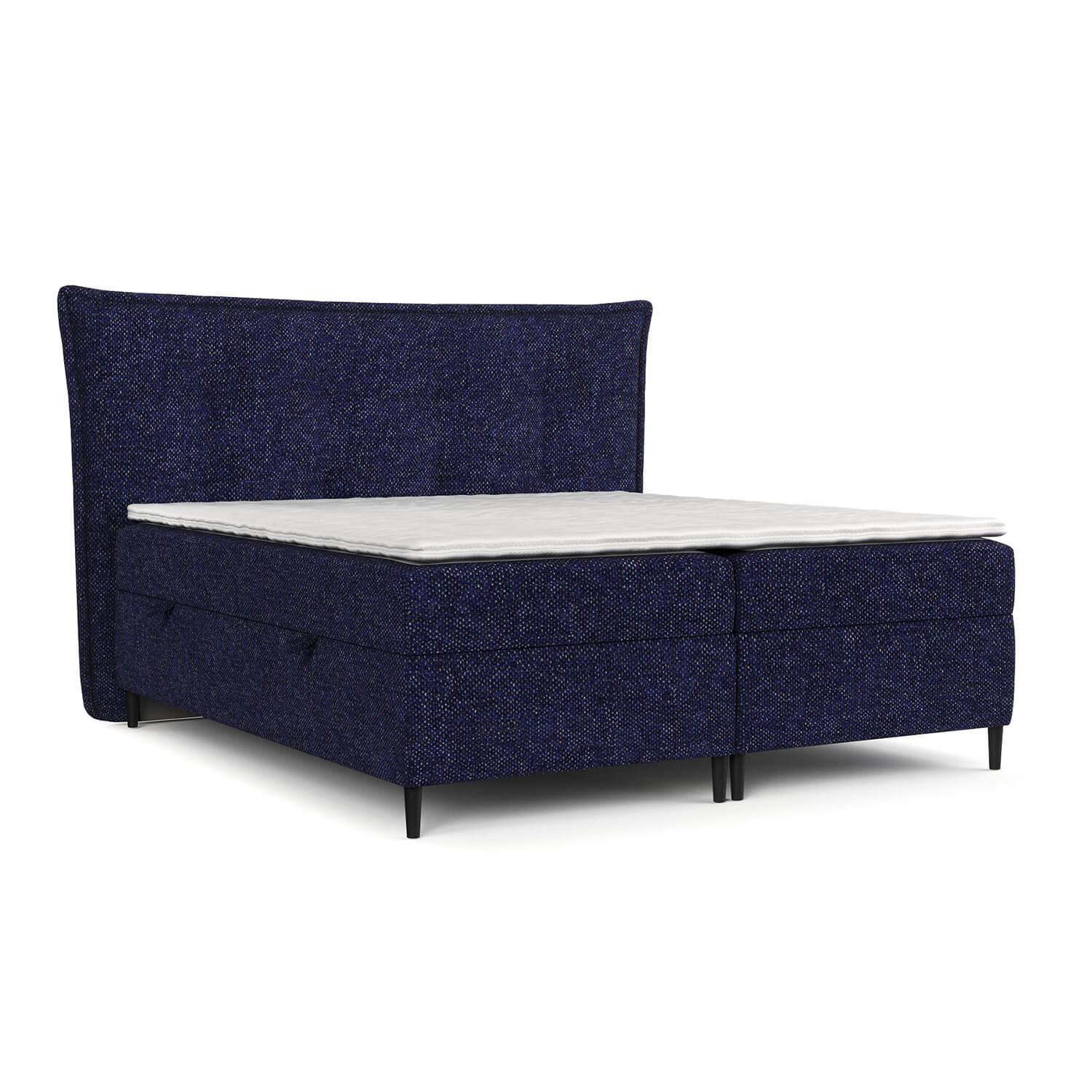 BOXBETT Las Palmas 160/200 cm Marineblau im Alta Stoff - Schwarz/Dunkelblau, Holz/Holzwerkstoff (160/200cm) - AltaBeds