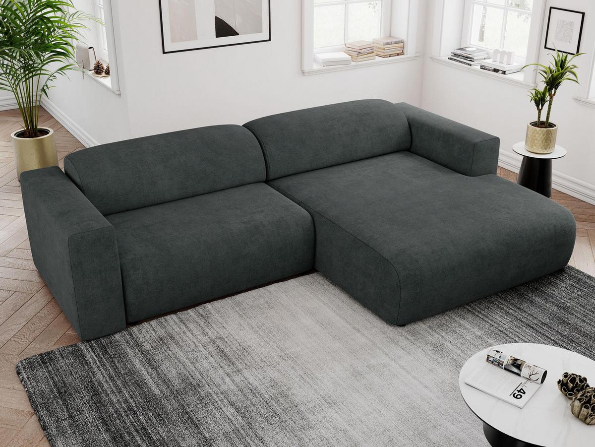 OFERTA WYCOFANA ECKSOFA PASADENA Dunkelgrau Struktur Rechts Seite - Dunkelgrau/Schwarz, Kunststoff/Textil (288/180cm) - MKS