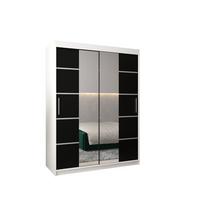 SCHWEBETÜRENSCHRANK 200/150/62 2-türig - Silberfarben/Schwarz, Holz/Kunststoff (150/200/62cm) - MÖBEL KRYSPOL