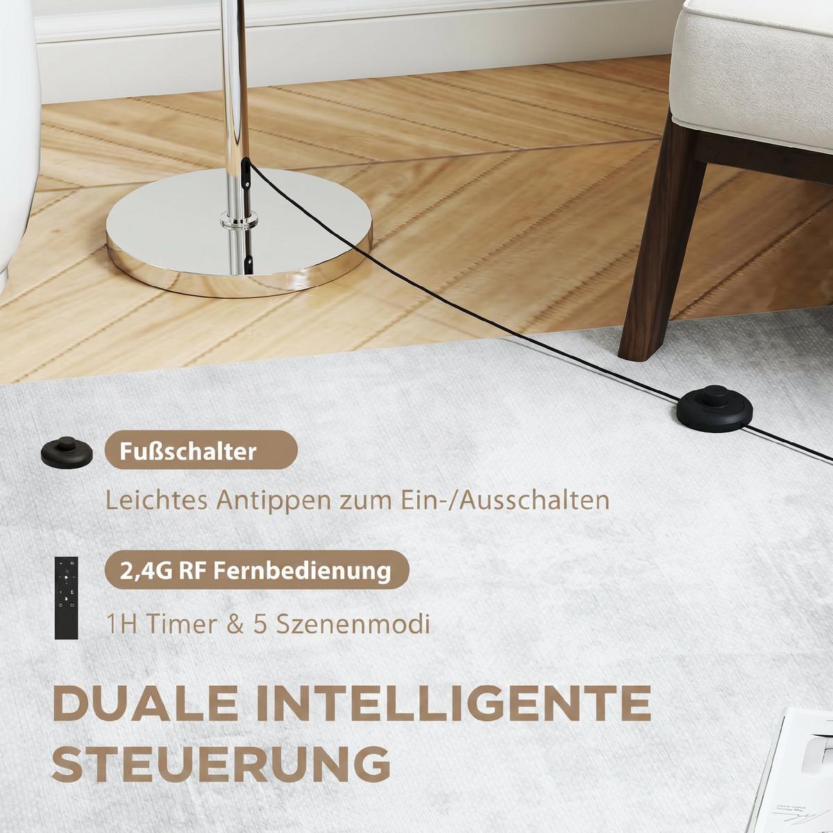 STEHLEUCHTE Stahl Leinenstoff Beige - Beige, Metall (40/40/168cm) - HOMCOM