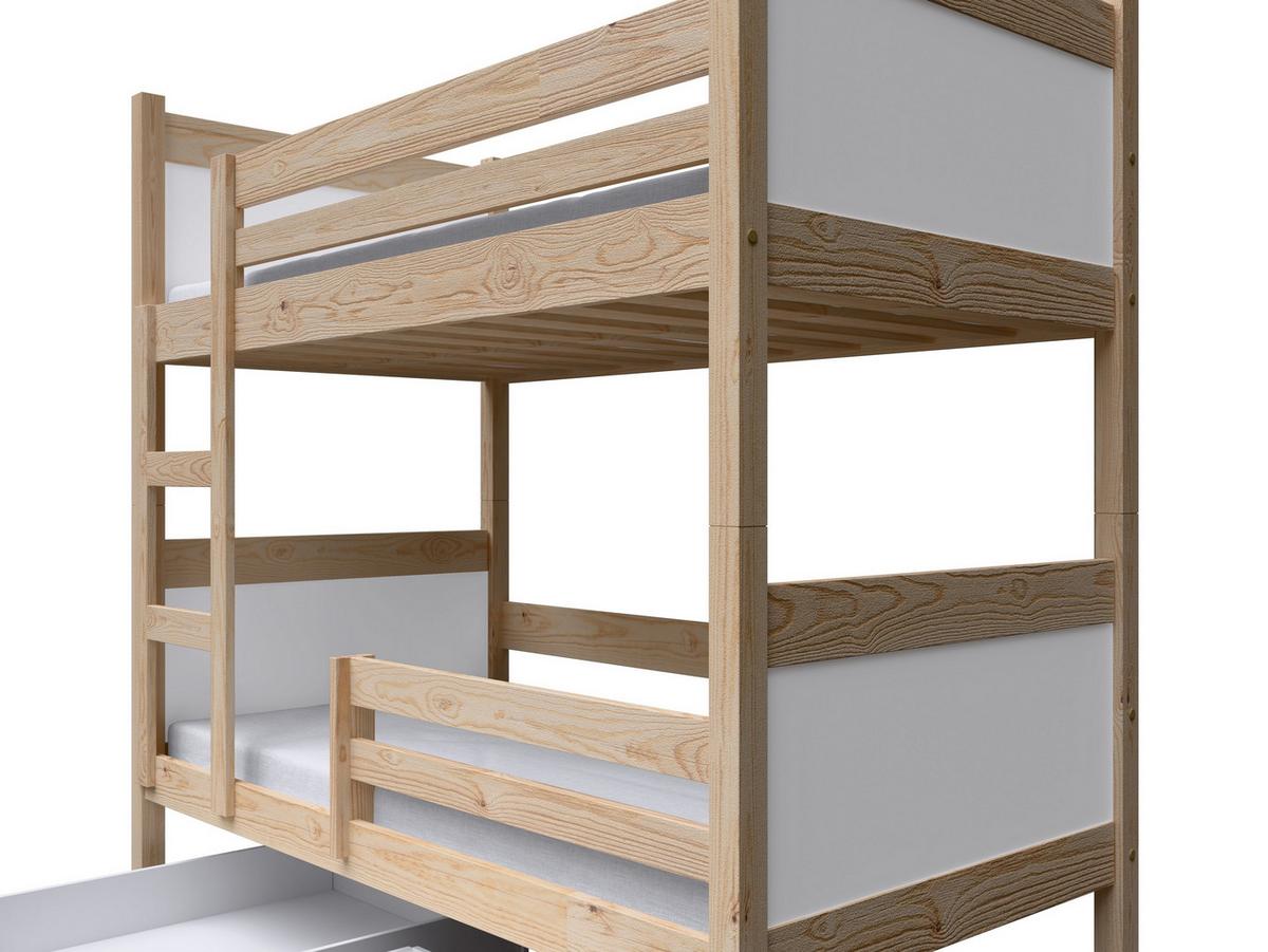 ETAGENBETT MIA mit Bettkasten 80x160 cm Kieferfarben - Weiß/Kieferfarben, Holz (80/160cm) - MASSENO