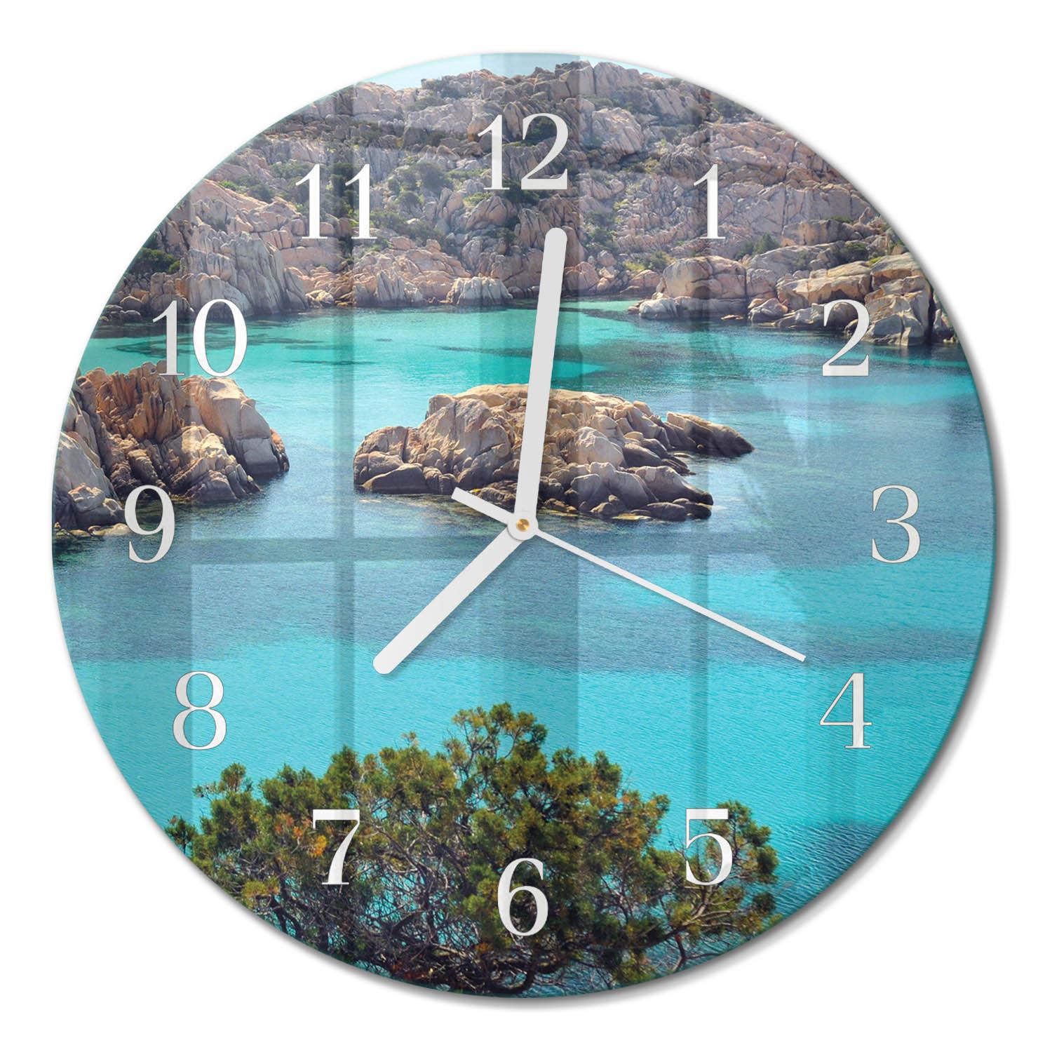 WANDUHR aus Glas Ø30 cm - Meereslandschaft - Braun, Glas (30/30/0.4cm) - TULUP