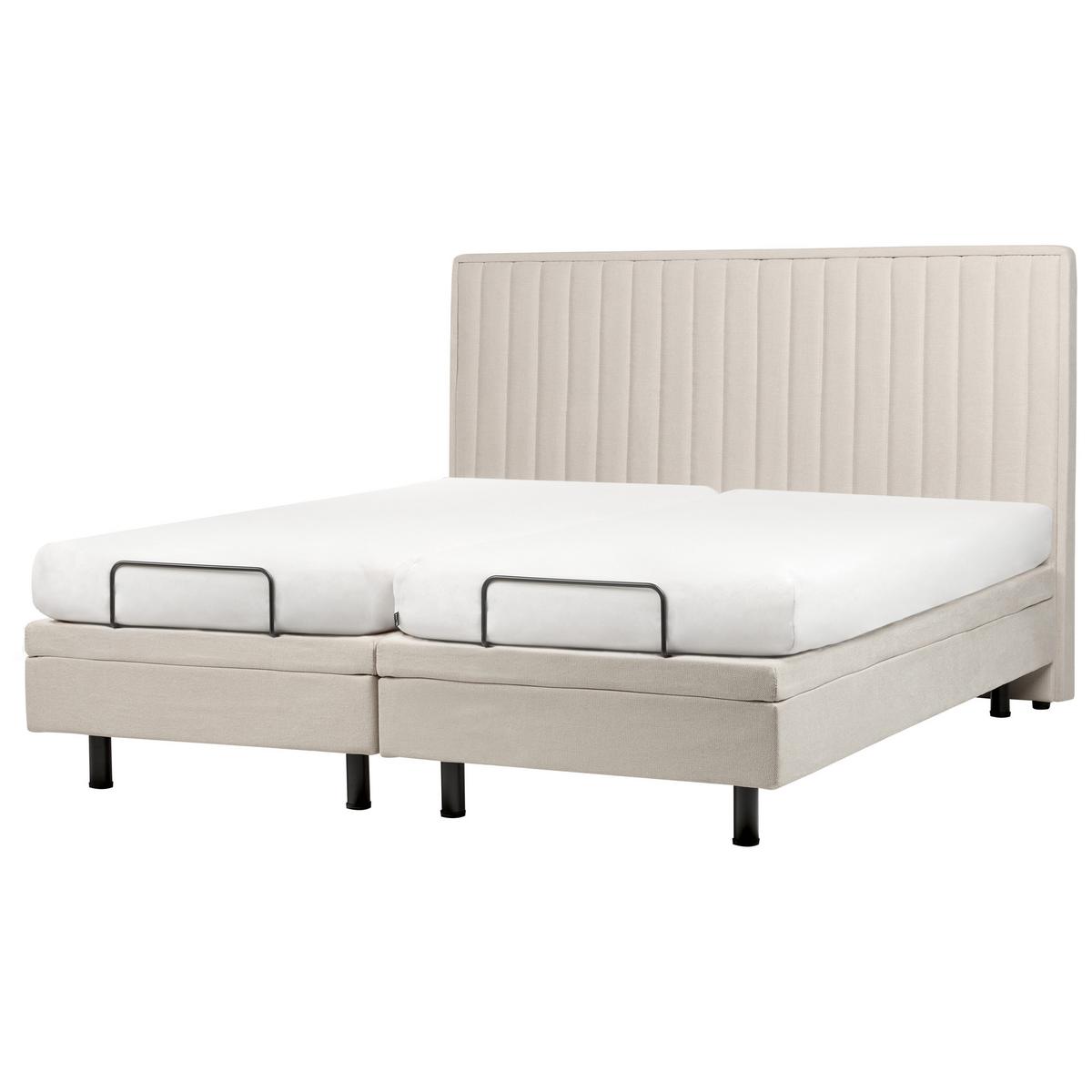 BETT verstellbar 180/200 cm Stoff Hellbeige Castellan - Beige, Textil (180/200cm) - Beliani