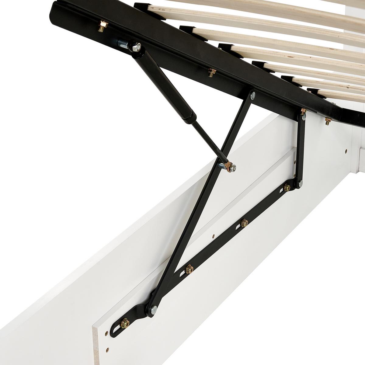 BETT mit Stauraum 140/200 Kiefernholz Weiß Lambres - Weiß, Holz (140/200cm) - Beliani