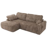 ECKSCHLAFSOFA CUBO L Braun Cord - links - Schwarz/Braun, Kunststoff/Textil (273/187cm) - MKS