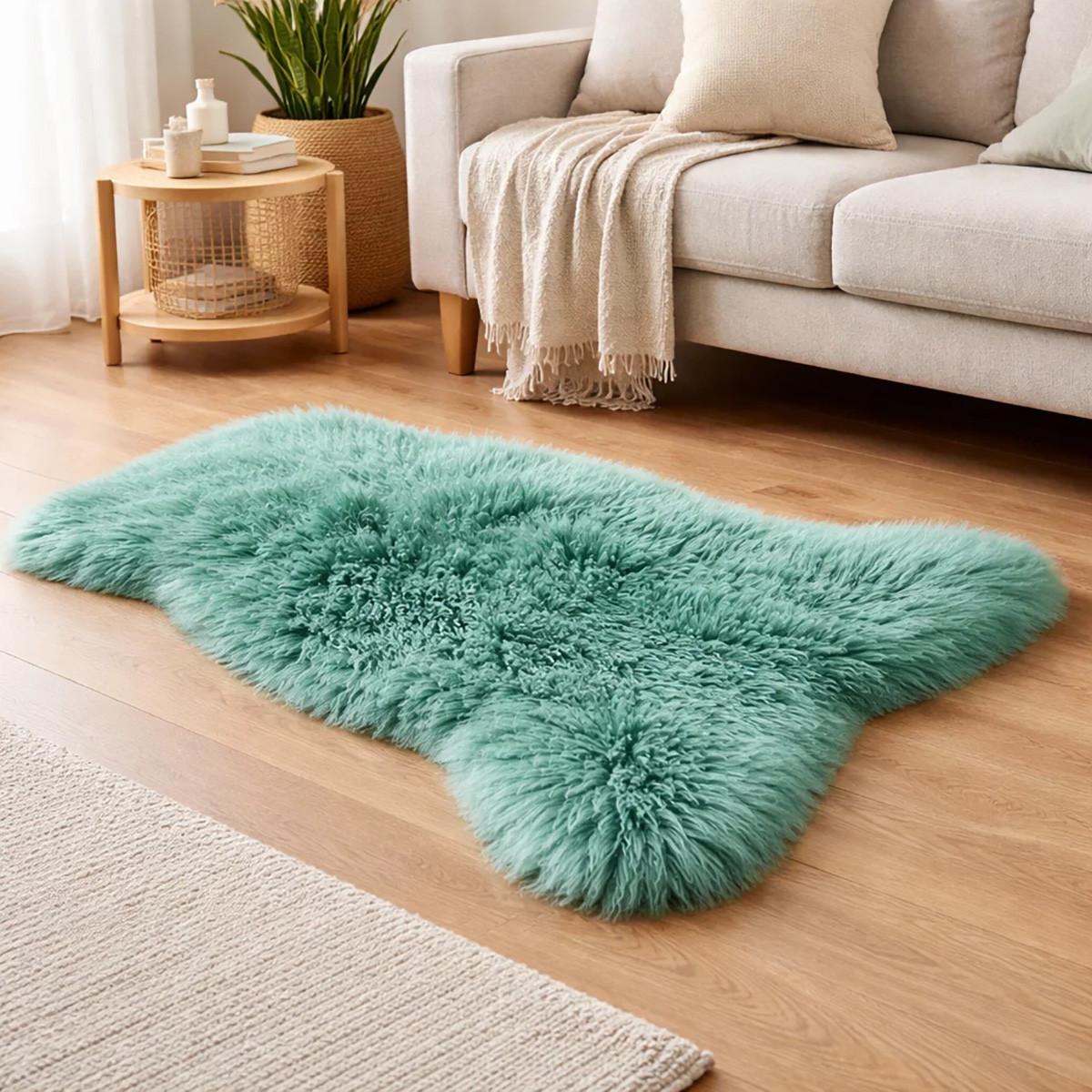 FELL Öko Lammfell Schaffell Teal Waldgrün ca. 110 cm - Waldgrün, Fell (60/110cm) - Provellus