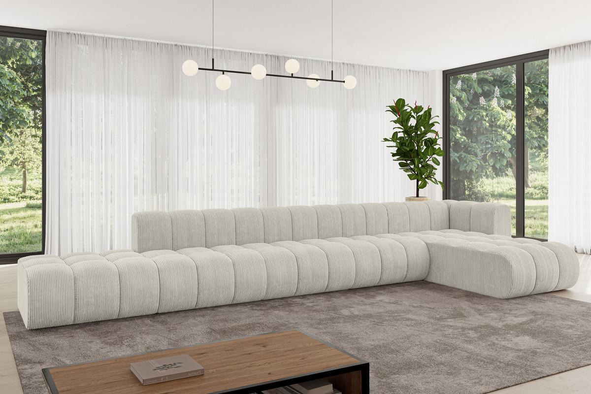 ECKSOFA modulares Sofa Zuvon-L3 - 478x177x70 cm Creme - Hellgrau/Creme, Holzwerkstoff/Textil (478/177cm) - ALTDECOR