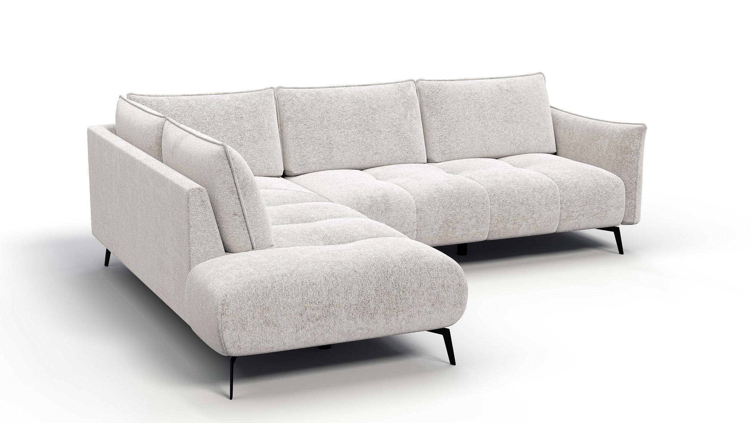 ECKSOFA AERA 5-Sitzer links, ecru - Ecru/Schwarz, Holz/Textil (268/206cm) - Wozimo