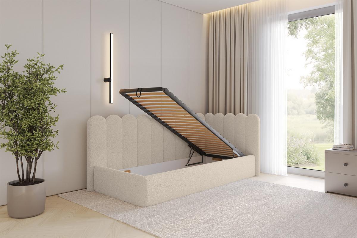 EINZELLBETT Jugendbett mit Bettkasten und Matratze H3/H4, Links - ARTY 100x200 Dunkelbeige - Cappuccino, Holzwerkstoff/Textil (100/200cm) - ALTDECOR