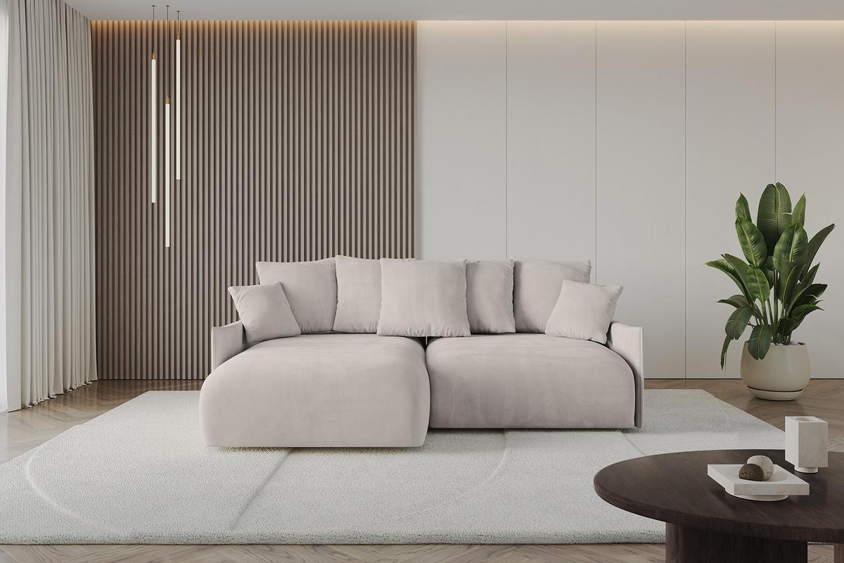 ECKSOFA Ottomane links ONESK-L-v1 216x177x72 Hellbraun Velours - Hellbraun, Holzwerkstoff/Kunststoff (216/177cm) - ALTDECOR
