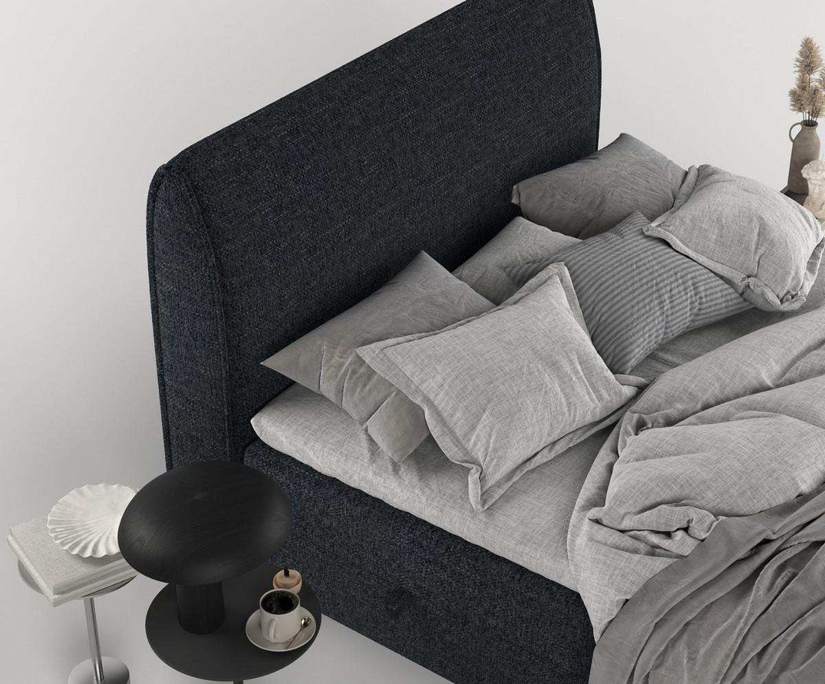 BOXBETT Lunaro 120/200 cm Anthrazit im Modesto Stoff - Anthrazit/Schwarz, Holz/Holzwerkstoff (120/200cm) - AltaBeds