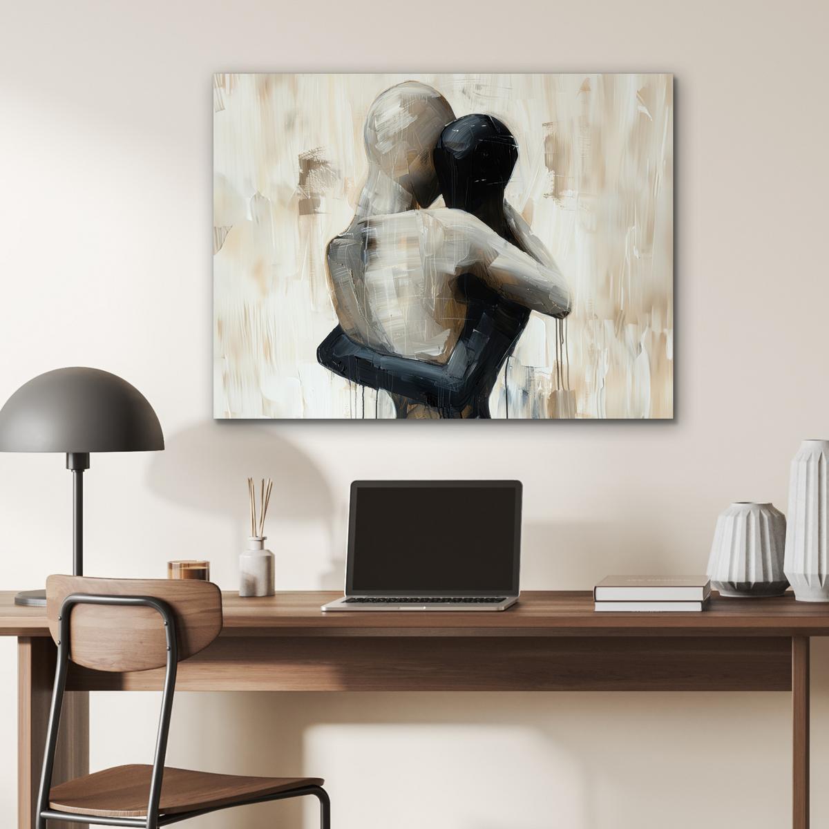 METALLBILD Abstrakt - Liebe - Schwarz und weiß - Modern 80x60 cm - Schwarz, Metall (80/60cm) - MuchoWow