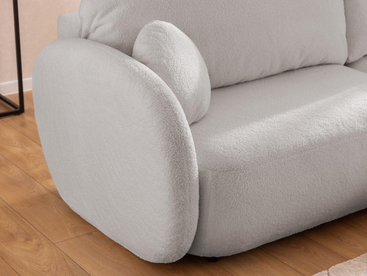 ECKSOFA Candy mit Schlaffunktion Hellgrau Bouclé-Stoff - Ottomane rechts - Hellgrau/Schwarz, Holz/Kunststoff (146/230cm) - S-Style