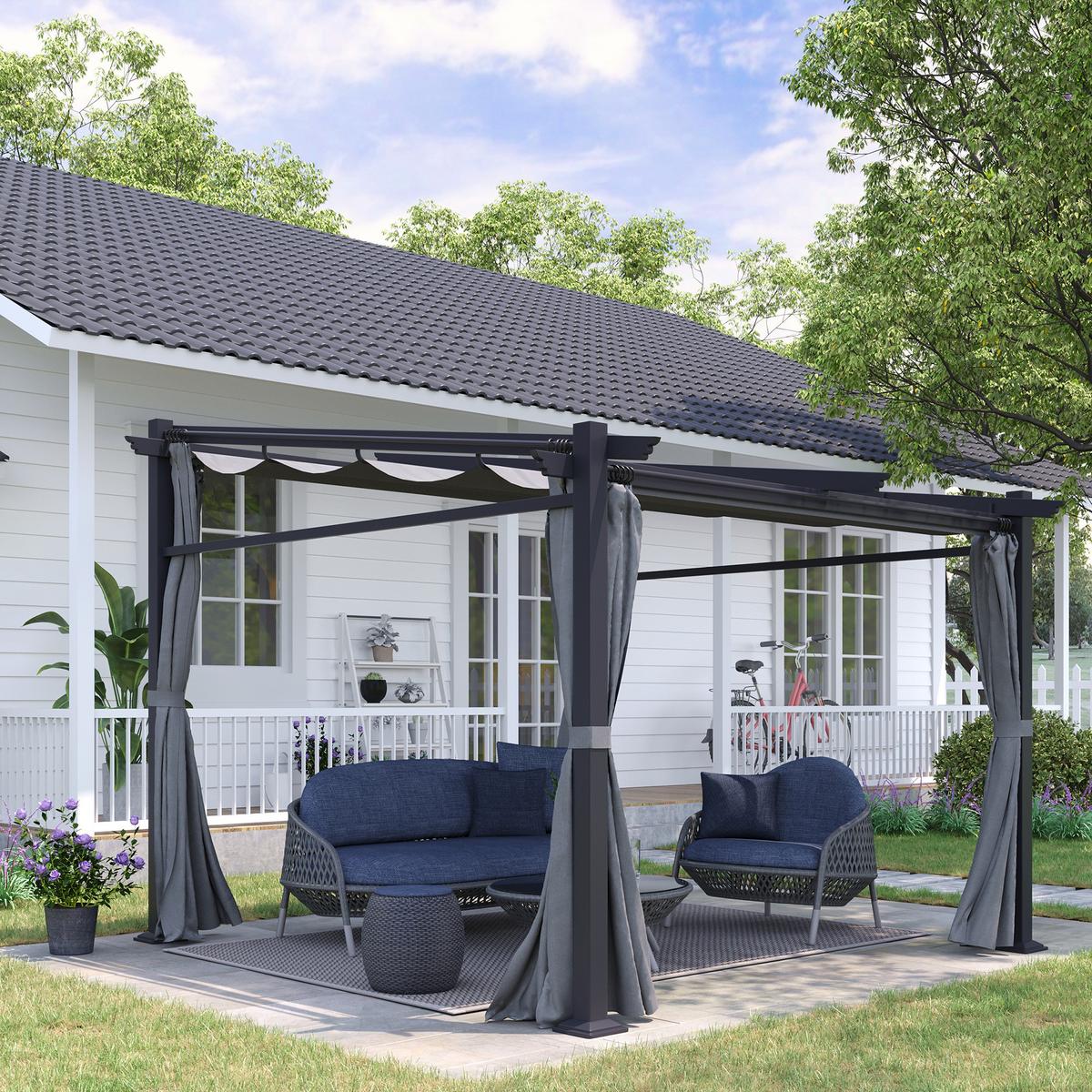 PERGOLA Stahl Alu Polyester Dunkelgrau - Dunkelgrau, Metall (295/230/297cm) - Outsunny