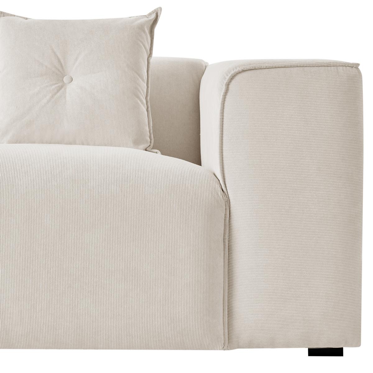 ECKSOFA 3-Sitzer Cord Cremeweiß rechtsseitig Dolva - Creme, Textil (294/170cm) - Beliani