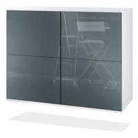 KOMMODE Rova Grau Hochglanz - Grau, Holzwerkstoff (92.5/73.5/35cm) - Vladon
