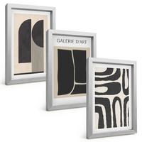 BILDER SET 3er Set - 20x30 cm Silberner Rahmen - Abstrakte minimalistische Poster - Silberfarben, Kunststoff (20/30cm) - TULUP