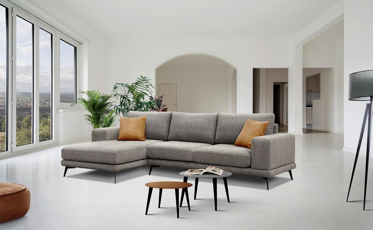ECKSOFA MEDIOLANE 5-Sitzer, taupe - Taupe, Holzwerkstoff/Textil (158/282cm) - Wozimo