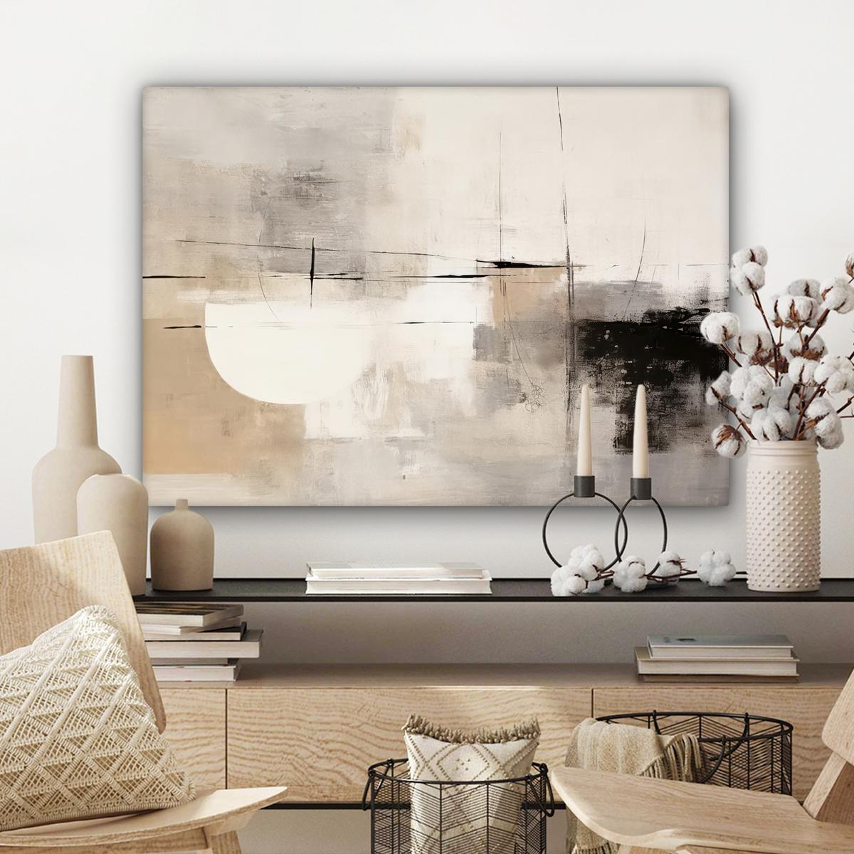 LEINWANDBILD Abstrakt - Kunst - Grau Wandbilder 80x60 cm - Hellgrau, Textil (80/60cm) - MuchoWow