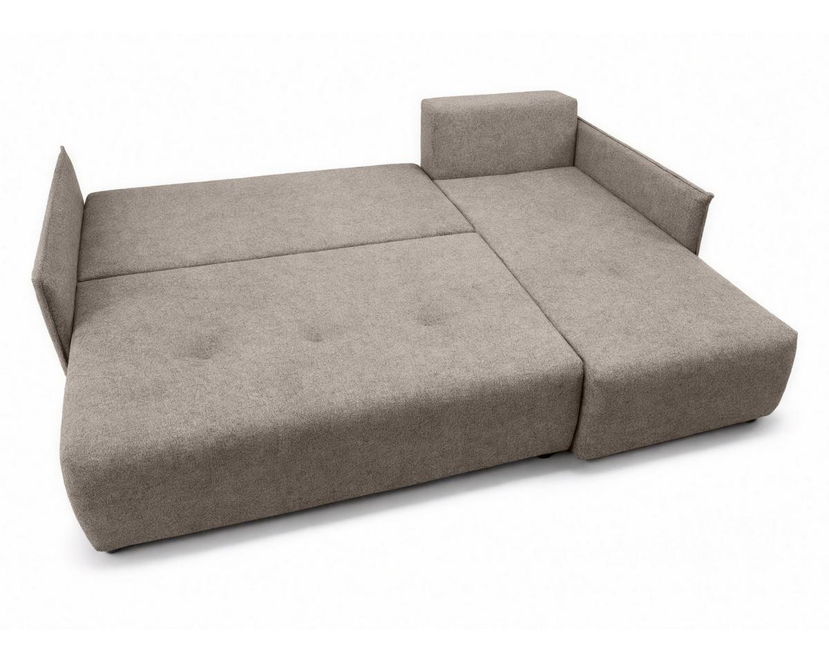 ECKSOFA L Form Damascus Hellbraun 212/143/88 cm Rechts mit Schlaffunktion - Hellbraun/Schwarz, Kunststoff/Textil (212/143cm) - AX Living