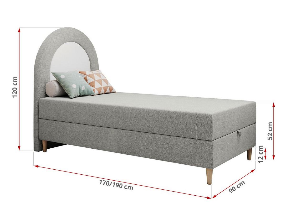 BOXBETT NEST 90/180 Hellgrau Struktur - H3 - Hellgrau, Holz/Textil (90/180cm) - MKS