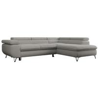 ECKSOFA PEDRO L Hellgrau Boucle - Rechts Seite - Hellgrau/Schwarz, Textil/Metall (273/208cm) - MKS