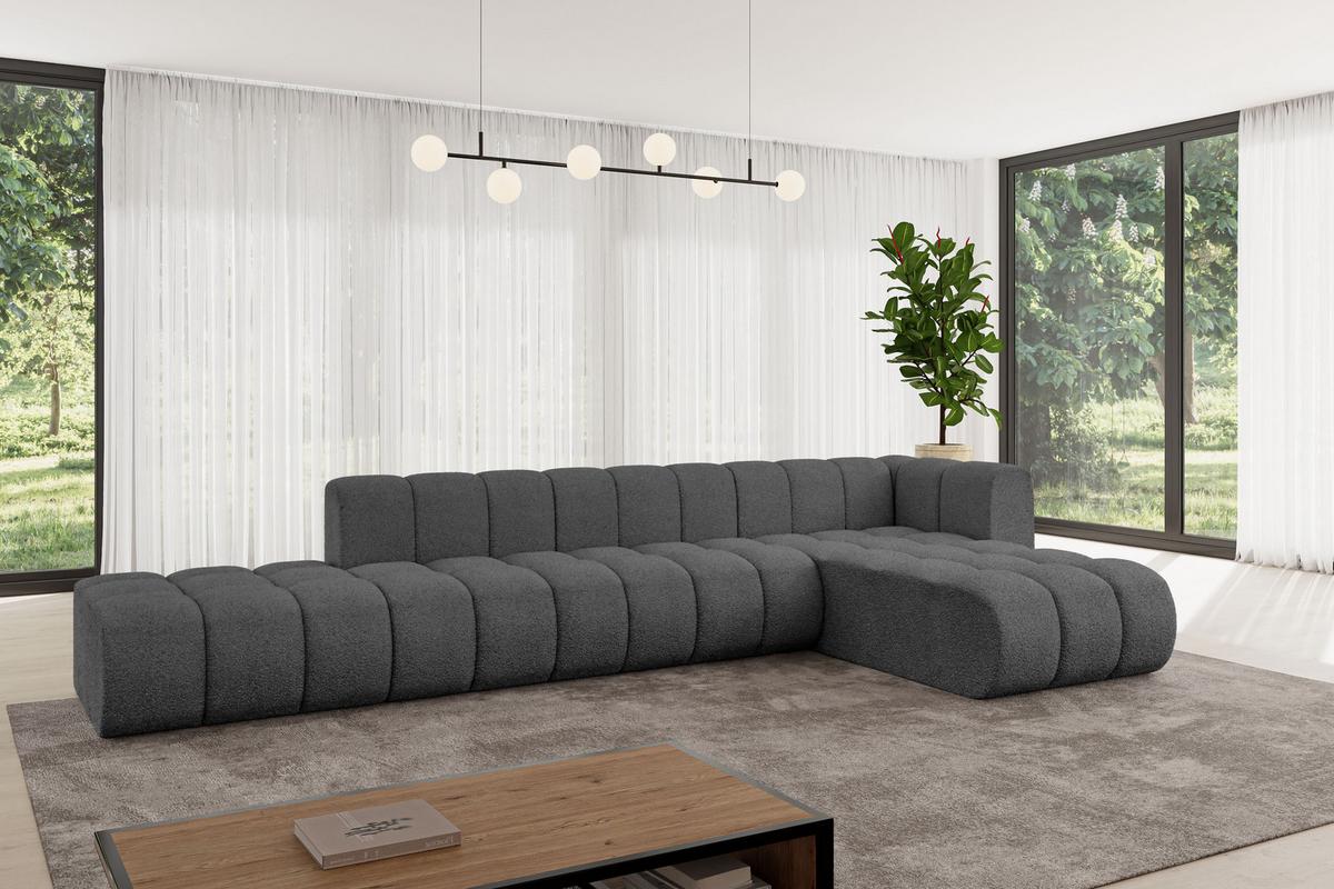 ECKSOFA modulares Sofa Zuvon-L2 - 387x177x70 cm Grau - Grau, Holzwerkstoff/Textil (387/177cm) - ALTDECOR