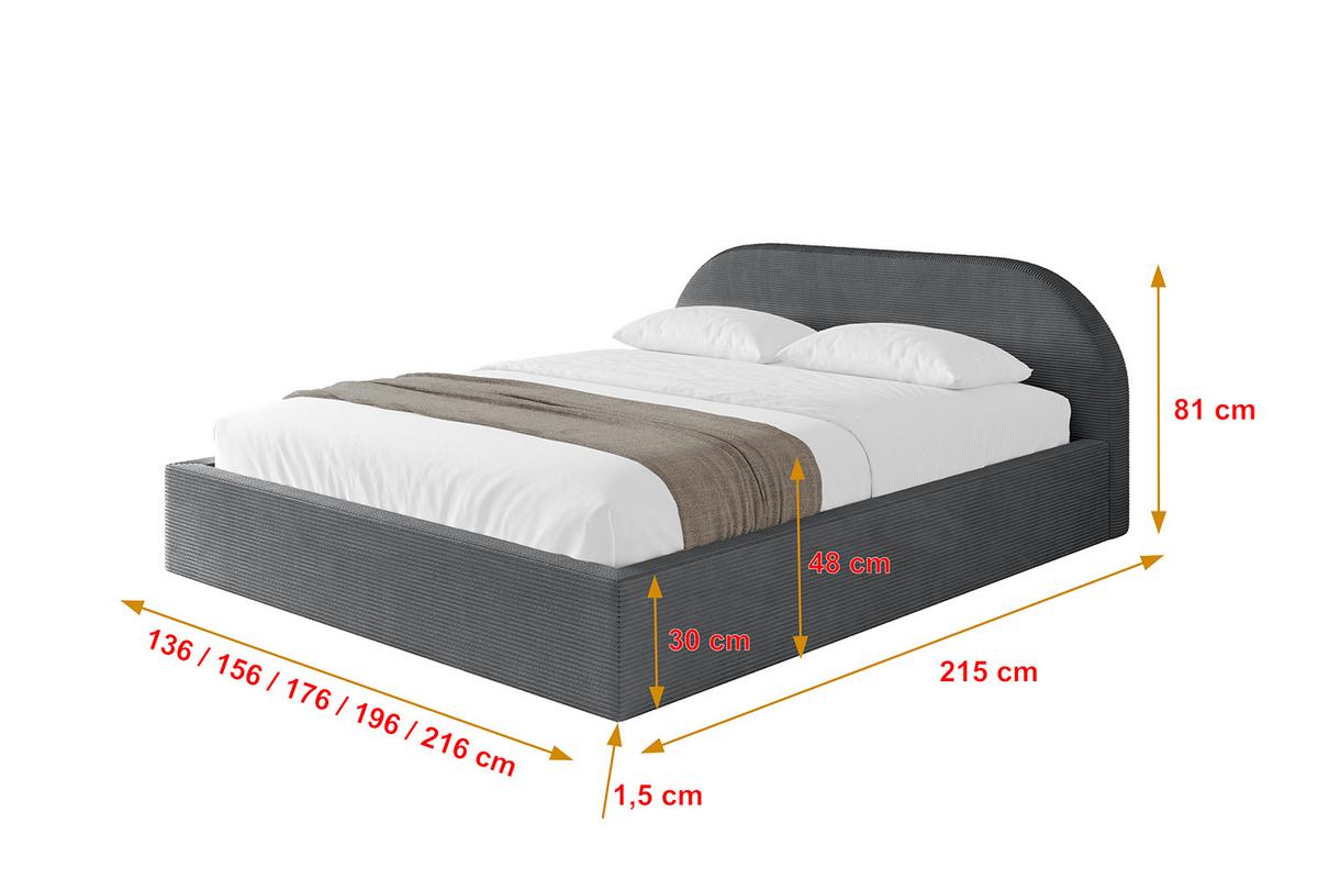 POLSTERBETT mit Bettkasten und Lattenrost, Boxbett ohne Matratze - TIVON-V1 180x200 Dunkelgrau - Anthrazit, Holzwerkstoff/Textil (180/200cm) - ALTDECOR