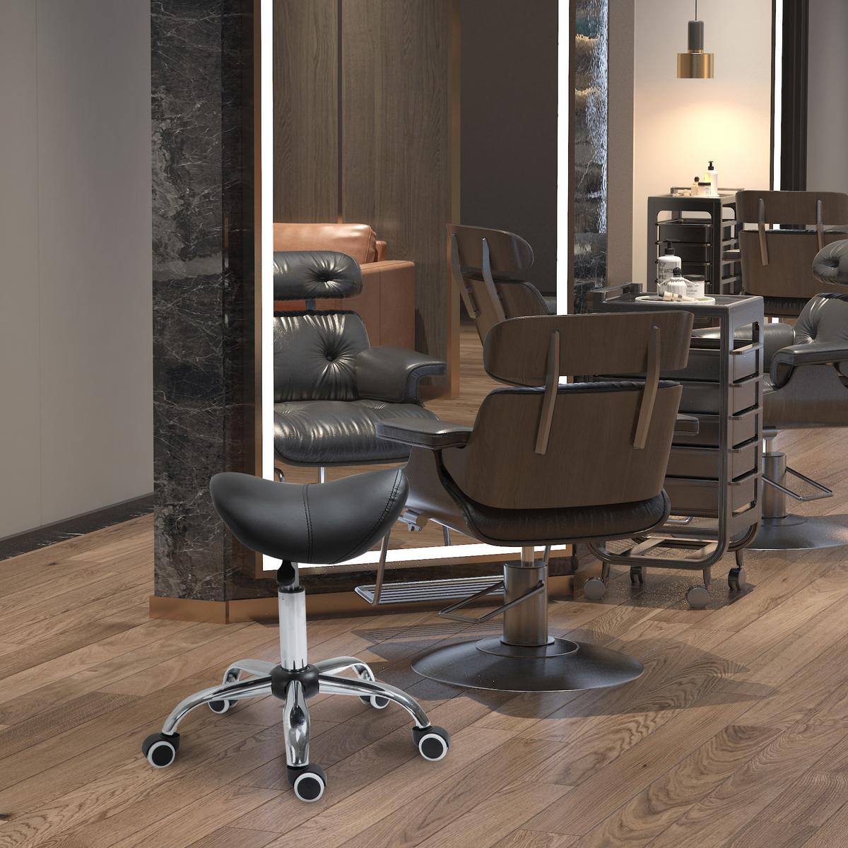 ARBEITSHOCKER Drehstuhl Drehhocker Rollhocker Sattelhocker Hocker Schwarz - Schwarz, Kunststoff (52/61/53cm) - HOMCOM